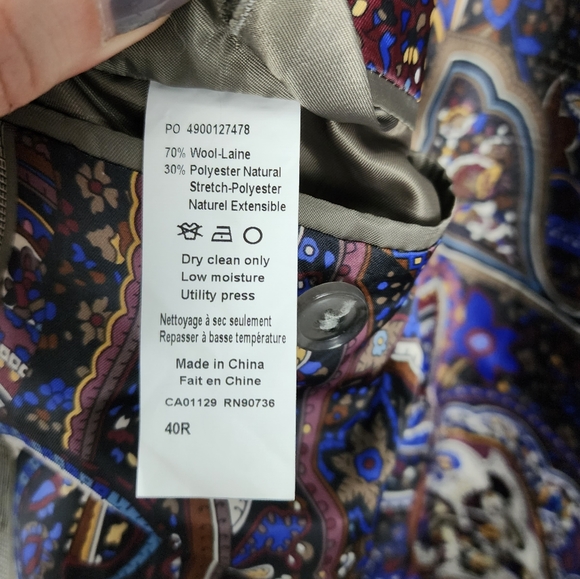 NWT Tallia Blazer Suit Coat Jacket Cream Brown Wool Blend Sportcoat 40R Large - Picture 10 of 12